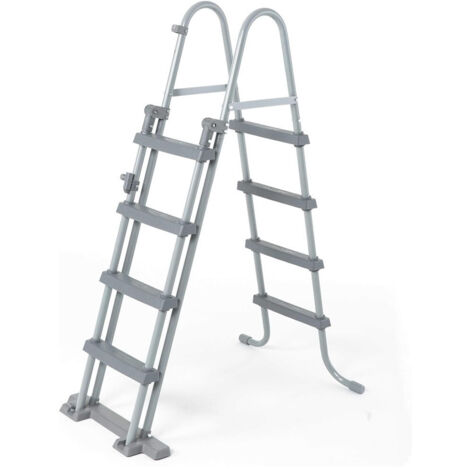 TrAdE Shop Traesio - Scaletta Di Sicurezza Per Piscine 122cm Con Gradini In Plastica Telaio In Metallo 58331 -