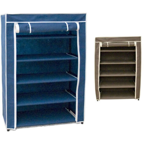 TrAdE Shop Traesio - Scarpiera In Metallo E Tessuto Colorata Richiudibile Da Campeggio 60x30x88cm -