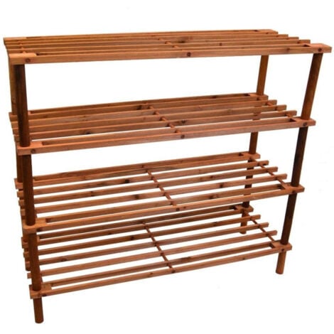 TrAdE Shop Traesio - Scarpiera Porta Scarpe 4 Ripiani Piani In Legno Scaffale Mobile Salvaspazio Casa -