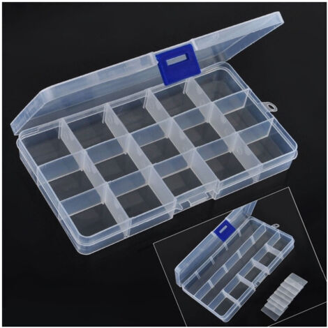 TrAdE Shop Traesio - Scatola 15 Comparti Regolabili 18x8cm Porta Minuterie Gioielli Perline Nail Art -