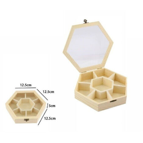 TrAdE Shop Traesio - Scatola Portagioie In Legno Con Bacheca 7 Posti Scomparti Vetrina 74027a Ly-1617 -