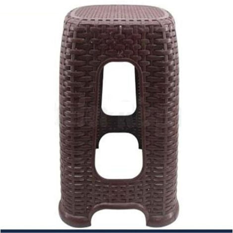 TrAdE Shop Traesio - Sedia Sgabello In Plastica Interni Esterni Multiuso Casa 30x30x45cm Rattan -