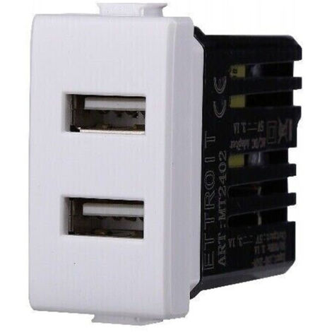 TrAdE Shop Traesio - Serie Bticino Frutti Matix Compatibile Presa Schuko Lan Pulsante Deviatore Usb - Presa 2 USB