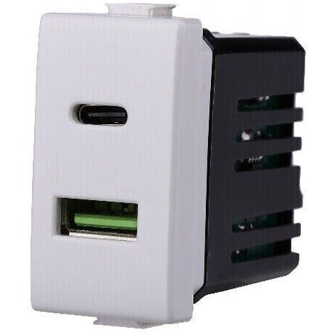 TrAdE Shop Traesio - Serie Bticino Frutti Matix Compatibile Presa Schuko Lan Pulsante Deviatore Usb - Presa usb doppia type a + c