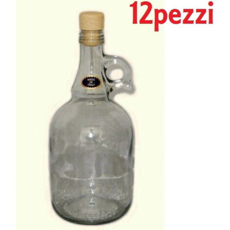 TrAdE Shop Traesio - Set 12 Pezzi Bottiglie Bottigline Vetro Trasparente Gallone Con Tappo 750 Cc -