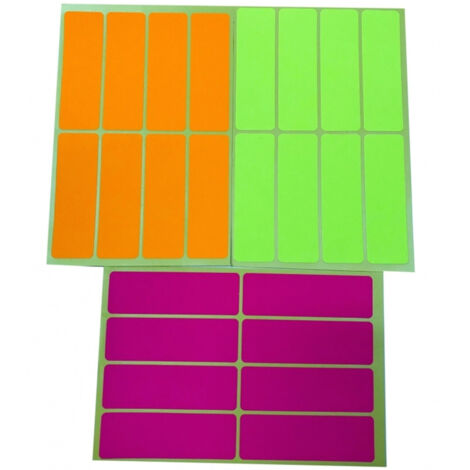 TrAdE Shop Traesio - Set 144 Etichetta Etichette Autoadesive 2.4x7.5cm Fluo Fucsia Giallo Arancio -