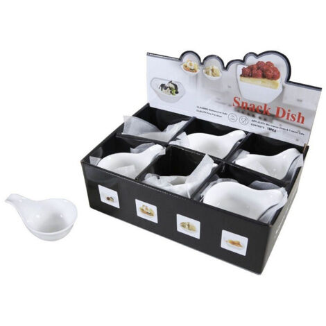 TrAdE Shop Traesio - Set 18 Pezzi Piatto Per Antipasti In Porcellana 12x8x6cm Aperitivo Snack 151698 -