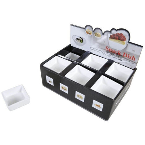 TrAdE Shop Traesio - Set 18 Pz Piatto Ciotole Quadrate Antipasti In Porcellana Aperitivo Snack 151679 -