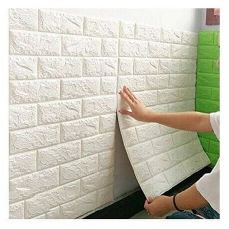 TrAdE Shop Traesio - Set 2 Pannelli Muro 3d Adesivo Parete Piastrelle Mattonelle Bianco Pannello 62684 -