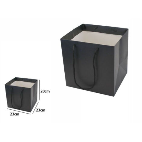 TrAdE Shop Traesio - Set 2 Pezzi Buste Busta Borsa Da Regalo Nera 23x23x20 Cm Manici In Corda 69242 -