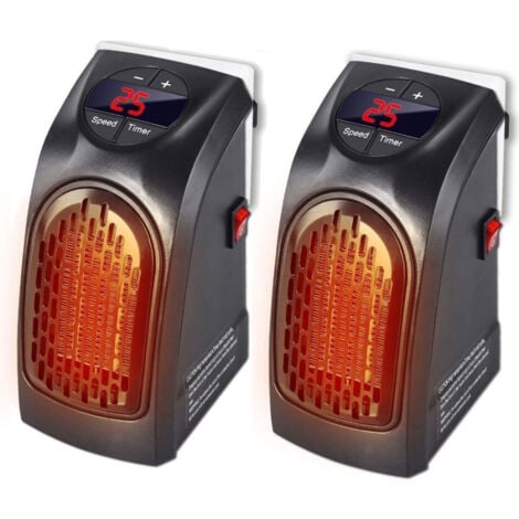TrAdE Shop Traesio - Set 2 Pezzi Stufa Elettrica 400w Riscaldamento Portatile Spina Presa Elettrica -