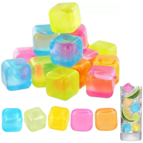 TrAdE Shop Traesio - Set 20pz Cubetti Di Ghiaccio Riutilizzabili Plastica Multicolore Cubi Da 2.5 X 2.5cm -