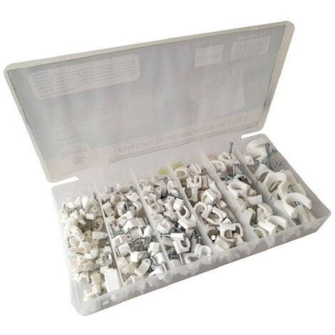 TrAdE Shop Traesio - Set 240 Graffette Graffetta Fissacavo Bloccacavo Fissa Cavi Misure 6 - 16 Mm -