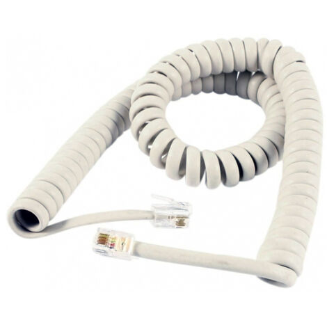 TrAdE Shop Traesio - Set 2pz. Cavi Telefonico Spiralato 3mt Spirale Beige Rj9 4p4c Cornetta Telefono -