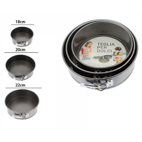 TrAdE Shop Traesio - Set 3 Pz Teglie Tortiere Antiaderenti Rotonde Per Torte Forno Stampo Dolci 59955 -
