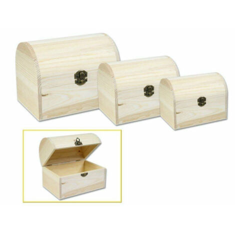 TrAdE Shop Traesio - Set 3 Scatole In Legno Bauletto Decoupage Portagioie Matrioska Scatola Cofanetto -