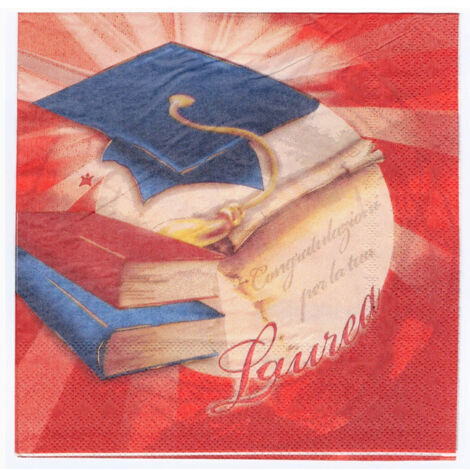 TrAdE Shop Traesio - Set 36 Pezziusa E Getta Tovaglioli Di Carta Feste Laurea Rosso 33x33cm Addobbi -
