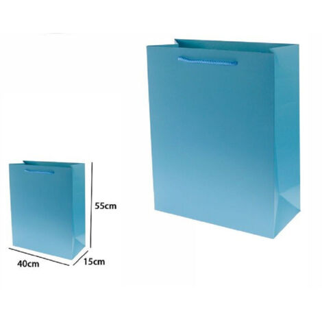 TrAdE Shop Traesio - Set 3pz Buste Borsa Regalo Sacchetti 55x40x15cm 69906 Celeste Con Manico Cordino -