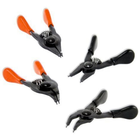 TrAdE Shop Traesio - Set 4 Mini Pinze Pinza Per Anelli Elastici Oring Punta Curva Dritta Ring -