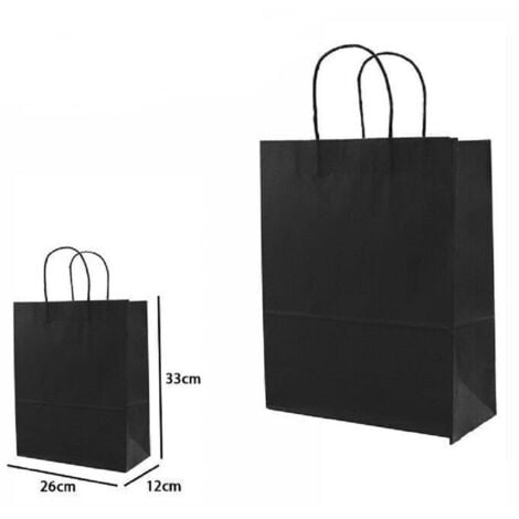 TRADE SHOP TRAESIO Trade Shop - Set 4 Pezzi Buste Borsa Da Regalo Sacchetti Carta Colore Nera 33x26x12 Cm 68463