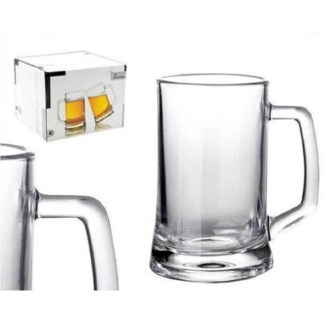 TrAdE Shop Traesio - Set 4 Pezzi Servizio Boccali Bicchieri Per Birra In Vetro 43 Cl -