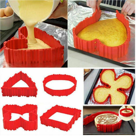 TrAdE Shop Traesio - Set 4 Pezzi Stampo Torta Magico Pieghevole Crea Forme Torta Dolci In Silicone -
