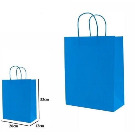TrAdE Shop Traesio - Set 4pezzi Buste Borsa Da Regalo Sacchetti Carta Colore Azzurra 33x26x12cm 68475 -