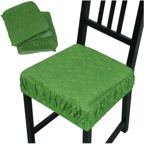 TrAdE Shop Traesio - Set 6 Coprisedia Cuscini Con Fascia Elastica Per Sedie Imbottito Sfoderabile - Verde