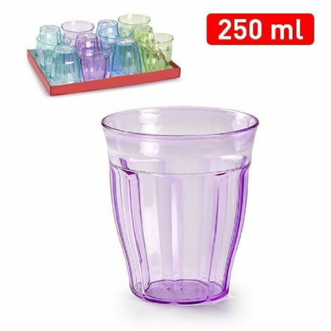 TrAdE Shop Traesio - Set 6 Pezzi Bicchieri Bicchiere Da Acqua In Plastica Colorata Da 250 Ml 11385 -