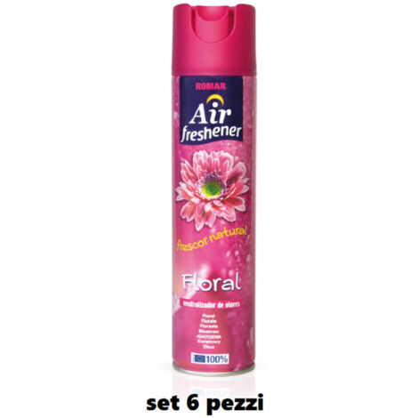 TrAdE Shop Traesio - Set 6 Pz Deodorante Per Ambiente Spray Profumo Casa Fresco 300ml Floreale -