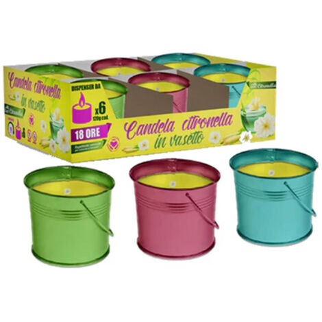 TrAdE Shop Traesio - Set 6pz Candela Profumata Alla Citronella Vasetto In Metallo Repellente Zanzare 032626 -