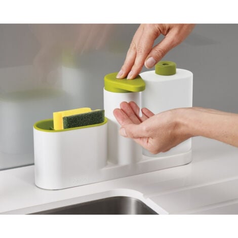 TrAdE Shop Traesio - Set Organizer Per Lavello Dispenser Di Sapone Liquido + Bottiglia + Contenitore -