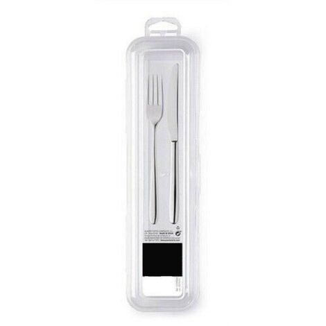 TrAdE Shop Traesio - Set Porta Posate Custodia Milleusi In Plastica Trasparente Da Viaggio My Box -