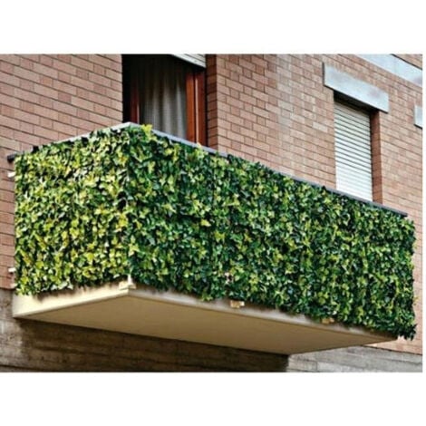 TrAdE Shop Traesio - Siepe Artificiale Sintetica 1x3 Metri Rotolo Rete Foglie Edera Verde Per Balcone -
