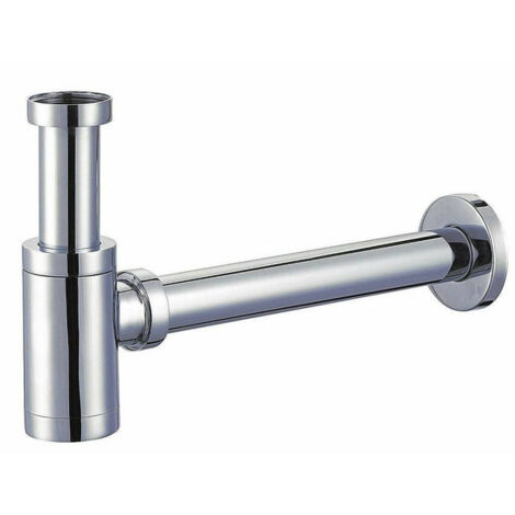 TrAdE Shop Traesio - Sifone Scarico A Bottiglia Lavandino Sotto Lavabo Cromato 1" 1/4 Con Rosone 9374 -