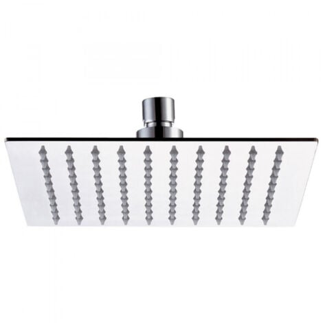 TrAdE Shop Traesio - Soffione Doccia In Acciaio Quadrato 4" 10cm Attacco Standard Snodato Orientabile -