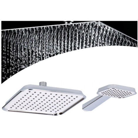 TrAdE Shop Traesio - Soffione Doccia Quadrato 20x20cm Con Miscelatore Doccetta Quadrata In Abs Cromo -