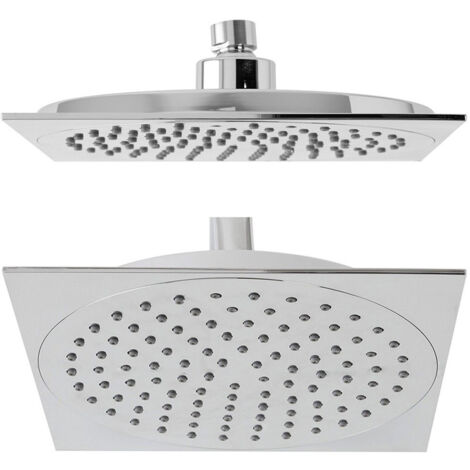 TrAdE Shop Traesio - Soffione Doccia Slim Quadrato 20 X 20 Cm Plus In Abs Cromato Miscelatore -