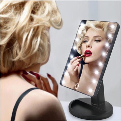 TrAdE Shop Traesio - Specchio Da Trucco Illuminato 16 Led Portatile Make Up Cosmetico Camerino -