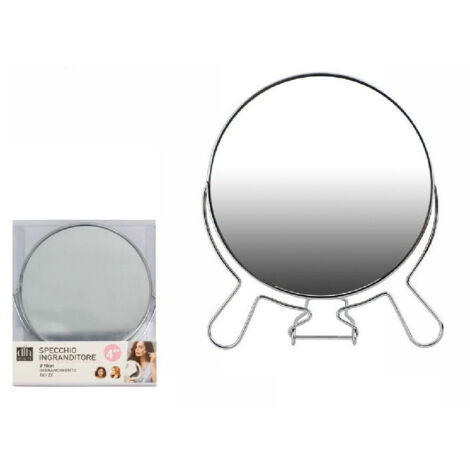 TrAdE Shop Traesio - Specchio Per Cosmetici Rasoio Barba Trucco Make Up Ingrandimento 4″ Pvc 07091 -