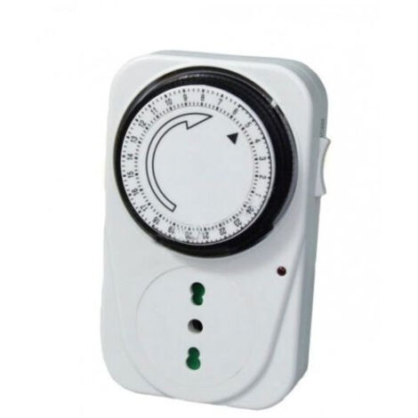 TrAdE Shop Traesio - Spina Presa Timer 24 Ore Con Orologio Temporizzatore Programma Clock Tempo -
