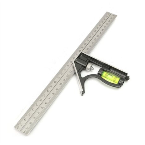 TrAdE Shop Traesio - Squadra Combinata Con Livella Metrica A Bolla In Alluminio Angolo 45°90° 300m -