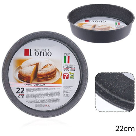 TrAdE Shop Traesio - Stampo Teglia Forma Tonda Torta Alta Antiaderente Antigraffio Da Forno ø20-22-24-28-32cm -    -diametro 22cm   -