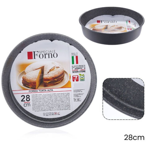 TrAdE Shop Traesio - Stampo Teglia Forma Tonda Torta Alta Antiaderente Antigraffio Da Forno ø20-22-24-28-32cm -    -diametro 28cm   -