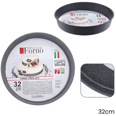 TrAdE Shop Traesio - Stampo Teglia Forma Tonda Torta Alta Antiaderente Antigraffio Da Forno ø20-22-24-28-32cm -    -diametro 32cm   -