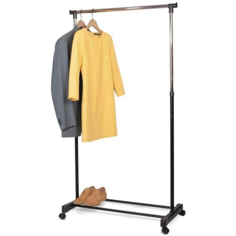 TrAdE Shop Traesio - Stand Appendiabiti In Metallo Altezza Regolabile Con Ripiano Ruote Camera Letto -