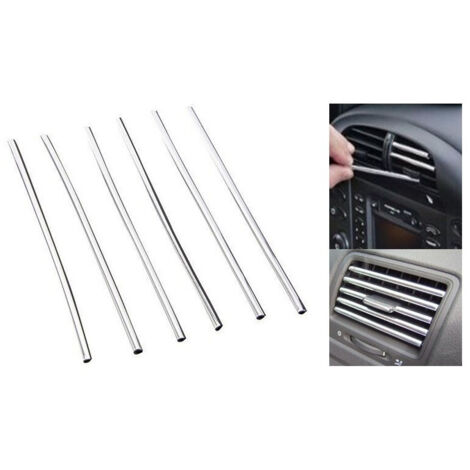 TrAdE Shop Traesio - Strisce Cromate Universali Per Bocchetta Aria Condizionata Auto Macchina 21.5 Cm -