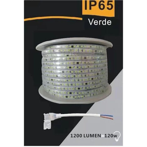TrAdE Shop Traesio - Striscia Led 3535 220v 12w/mt 120led/mt 100 Mt 8mm Vari Colori Di Luce 3535-120d - -Verde -