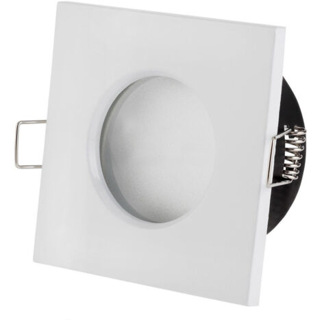 TrAdE Shop Traesio - Supporto Porta Faretto Da Incasso Lampadine Led Mr16 Par16 Quadrato Bianco 75mm -