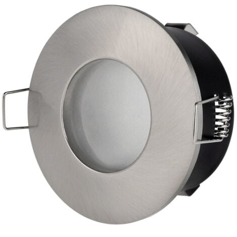 TrAdE Shop Traesio - Supporto Porta Faretto Da Incasso Lampadine Led Mr16 Par16 Rotondo Acciaio 75mm -